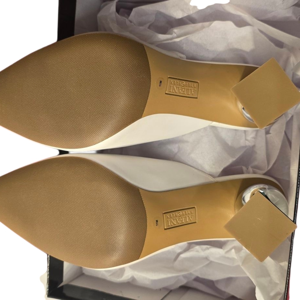 Alfani White Women's Heels with Silver Accents - Picture 3 of 13
